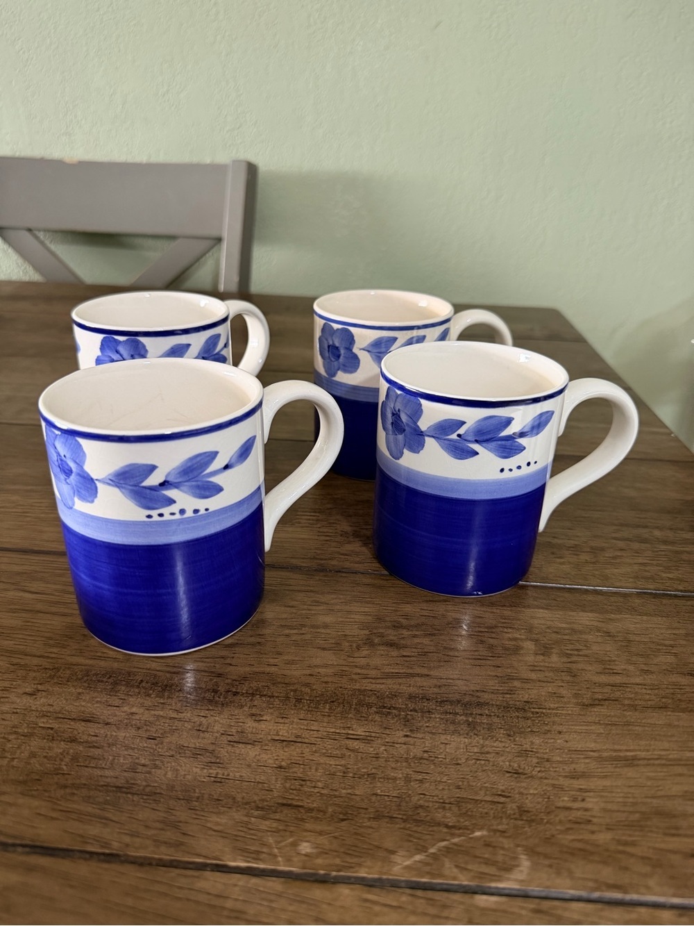 Blue Floral Ceramic Mug - Set of 4 by Gibson